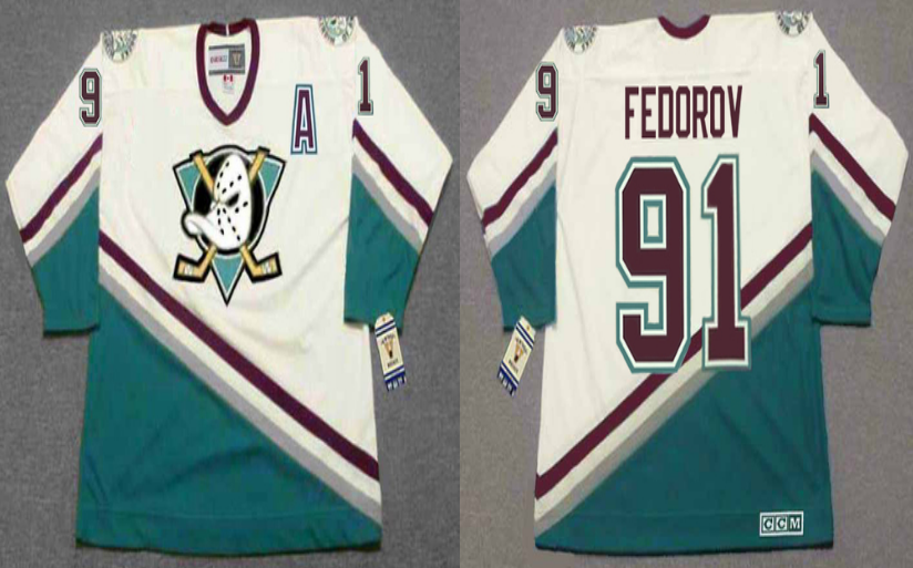 2019 Men Anaheim Ducks 91 Fedorov white CCM NHL jerseys